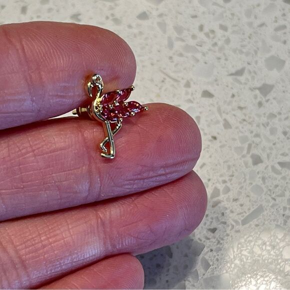 Rose Gold Flamingo Stud Earrings, Animal Earrings, - Picture 6 of 10